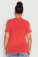 Womens Plus Size Mineral Wash Los Angeles Graphic Tee, Red, Size 1X