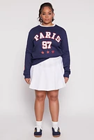 Womens Plus Size Paris Graphic Sweatshirt, Blue, Size 1X