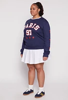 Womens Plus Size Paris Graphic Sweatshirt, Blue, Size 1X