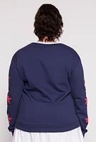 Womens Plus Size Paris Graphic Sweatshirt, Blue, Size 1X