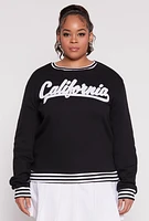 Womens Plus Chenille California Varsity Sweatshirt, 1X