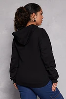 Womens Plus Cross Print Hoodie, Black,