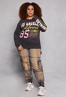 Womens Plus Size Los Angeles California Acid Wash Graphic Tee, Black, Size 2X