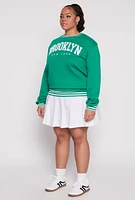 Womens Plus Size Chenille Brooklyn New York Sweatshirt, Green, Size 2X