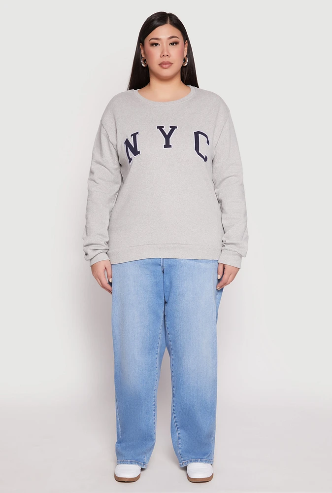 Womens Plus NYC Crew Neck Sweatshirt,