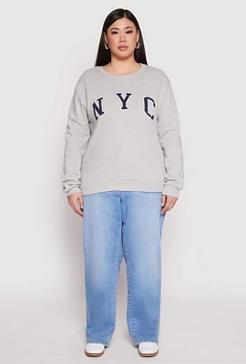 Womens Plus NYC Crew Neck Sweatshirt,