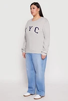 Womens Plus NYC Crew Neck Sweatshirt,