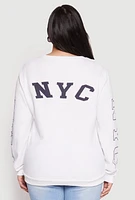 Womens Plus Size NYC Crew Neck Sweatshirt, White, Size 2X