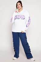 Womens Plus Size Blessed Bear Graphic Pullover Hoodie, White, Size 2X