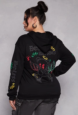 Womens Plus Size Endless Blessings Graphic Pullover Hoodie, Black, Size 2X