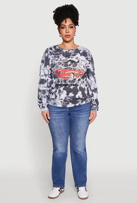 Womens Plus Size Mineral Wash Riders Graphic Sweatshirt, Multi, Size 2X