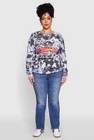 Womens Plus Size Mineral Wash Riders Graphic Sweatshirt, Multi, Size 2X
