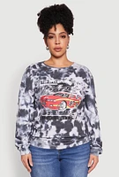 Womens Plus Size Mineral Wash Riders Graphic Sweatshirt, Multi, Size 2X