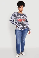 Womens Plus Size Mineral Wash Riders Graphic Sweatshirt, Multi, Size 2X