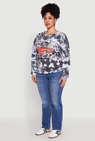 Womens Plus Size Mineral Wash Riders Graphic Sweatshirt, Multi, Size 2X