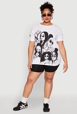 Womens Plus Size Assorted Women Graphic Tee, White, Size 1X