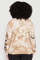Womens Plus Size She Is Velvet Burnout Graphic Sweatshirt, Beige, Size 2X