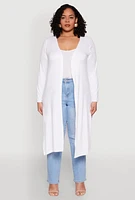 Womens Plus Size Side Slit Duster, White, Size 4X
