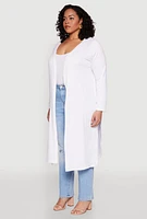 Womens Plus Size Side Slit Duster, White, Size 4X