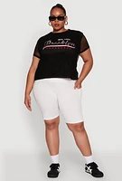 Womens Plus Size New York Brooklyn Graphic Top, Black, Size 3X