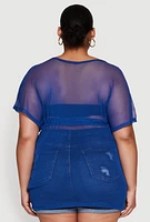 Womens Plus Mesh Tie Front Cover Up,