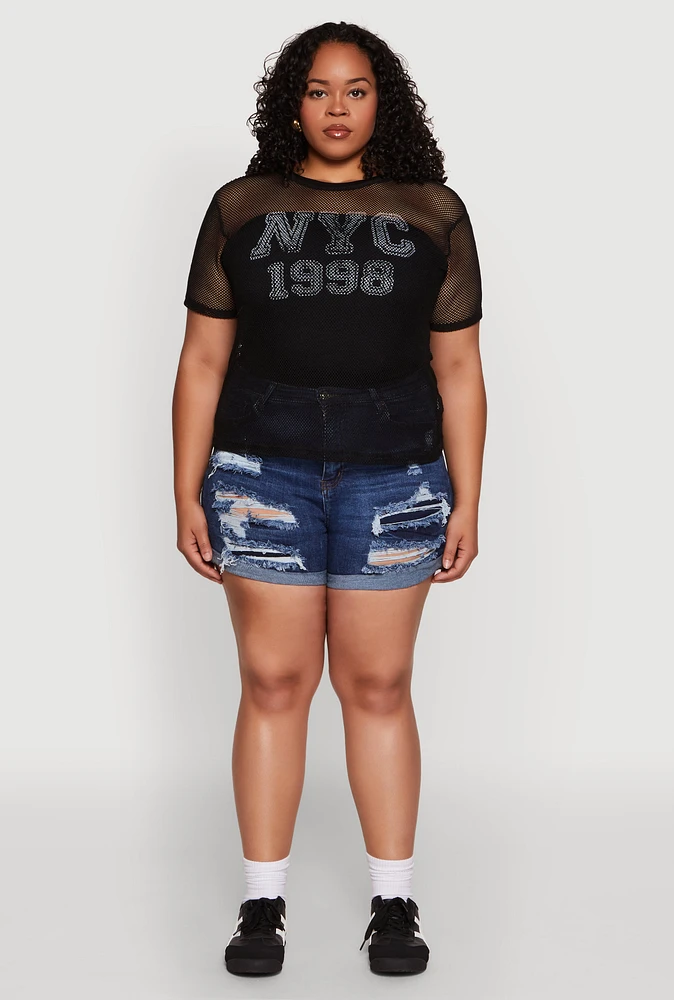 Womens Plus NYC 1998 Fishnet Top,