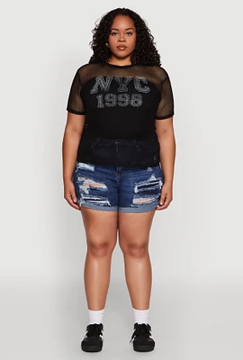 Womens Plus NYC 1998 Fishnet Top,