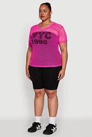 Womens Plus Size NYC 1998 Fishnet Top, Pink, Size 3X