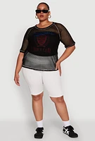 Womens Plus Personally I Dont Care Fishnet Top,