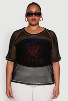 Womens Plus Personally I Dont Care Fishnet Top,