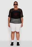 Womens Plus Personally I Dont Care Fishnet Top,