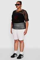 Womens Plus Personally I Dont Care Fishnet Top,
