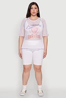 Womens Plus Size Personally I Dont Care Fishnet Top, White, Size 4X