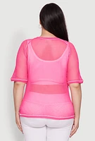 Womens Plus Size Personally I Dont Care Fishnet Top, Pink, Size 2X