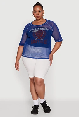 Womens Plus Personally I Dont Care Fishnet Top,