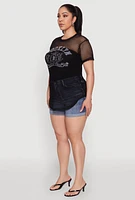 Womens Plus Brooklyn College League Fishnet Top,