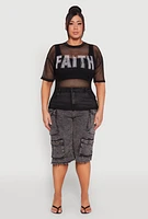 Womens Plus Faith Fishnet Top,