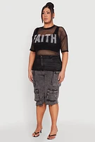 Womens Plus Faith Fishnet Top,