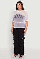 Womens Plus Size Faith Fishnet Top, White, Size 2X