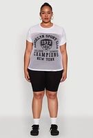 Womens Plus Size Fishnet Detail Brooklyn Sport Club Top, White, Size 3X