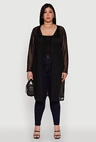 Womens Plus Chic Mesh Long Sleeve Duster,