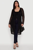Womens Plus Chic Mesh Long Sleeve Duster,