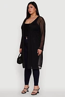 Womens Plus Chic Mesh Long Sleeve Duster,
