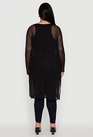 Womens Plus Chic Mesh Long Sleeve Duster,