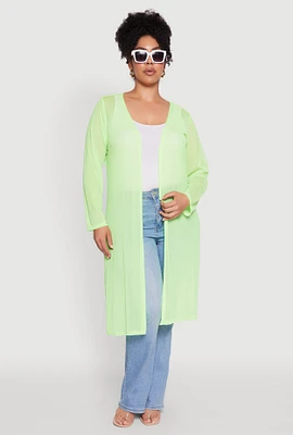 Womens Plus Chic Mesh Long Sleeve Duster,