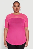 Womens Plus Mesh Crew Neck Tunic Top, 3X