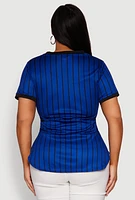 Womens Plus Striped Queen Graphic Baseball Tee,