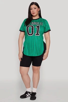 Womens Plus Los Angeles 01 Pinstripe Baseball Jersey,