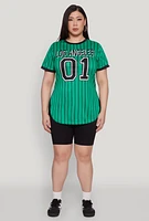 Womens Plus Los Angeles 01 Pinstripe Baseball Jersey,