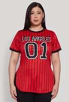 Womens Plus Los Angeles 01 Pinstripe Baseball Jersey,